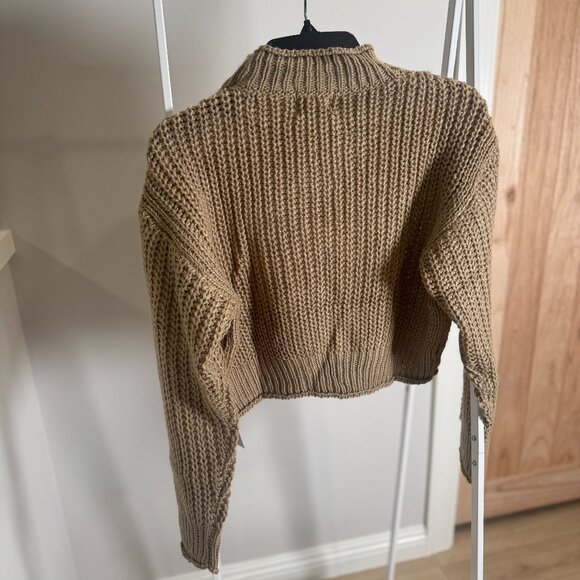 MiaJoy Cropped Knit Tan Sweater - Picture 3 of 5